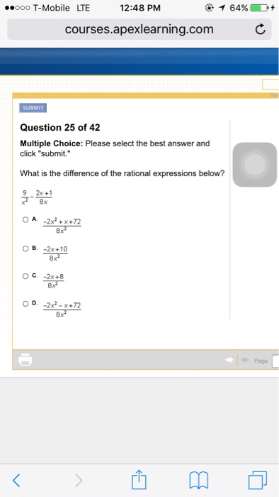 Solved What is the difference of the rational expressions | Chegg.com