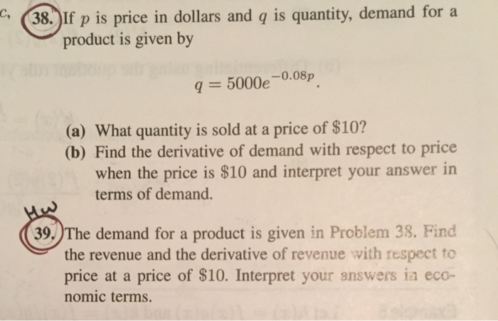 Solved If p is price in dollars and q is quantity, demand | Chegg.com