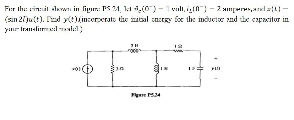 Solved or the circuit shown in f1 (sin 21)u(t). Find y(t) | Chegg.com