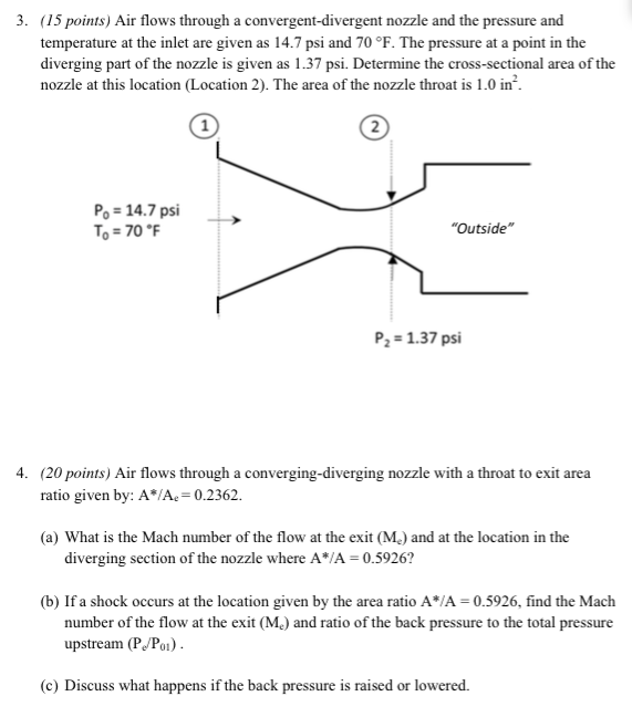 3. Air flows through a convergentdivergent nozzle