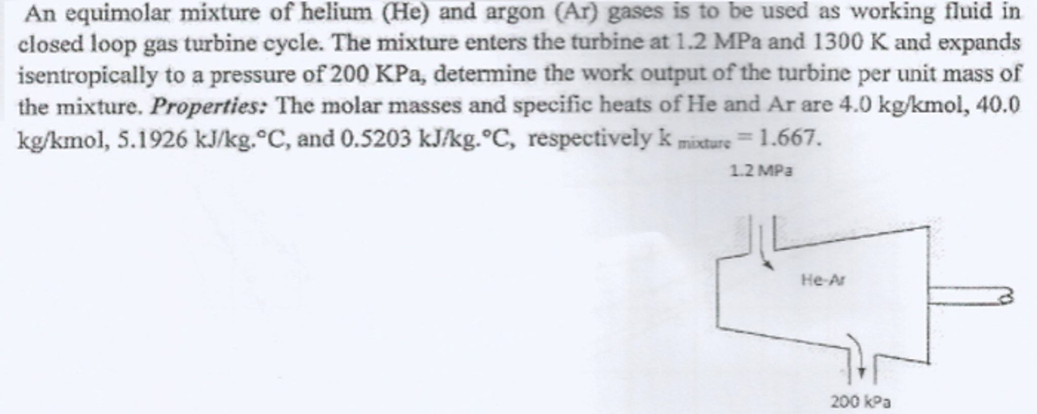 Solved An Equimolar Mixture Of Helium He And Argon Ar