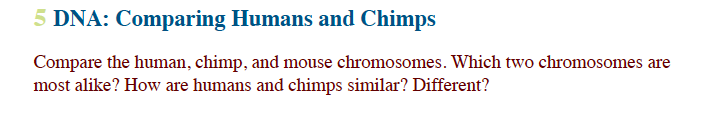 Solved 5 DNA: Comparing Humans And Chimps Compare The Human, | Chegg.com