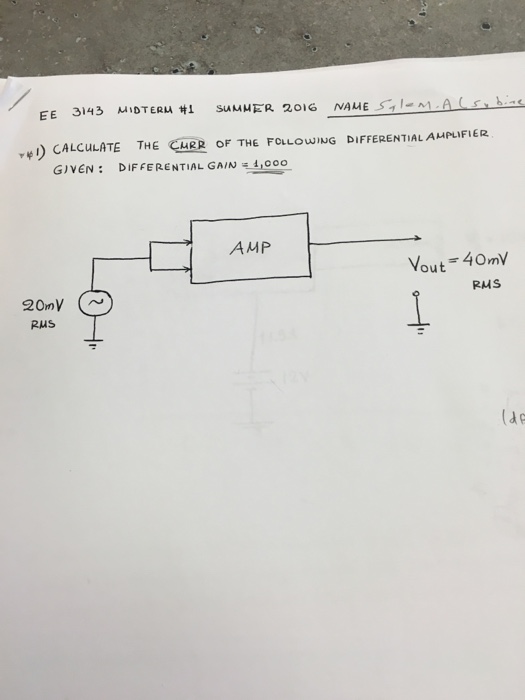 Solved Calculate the CMRR of the following difference