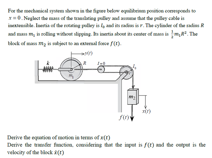 Solved For the mechanical system shown in the figure below | Chegg.com