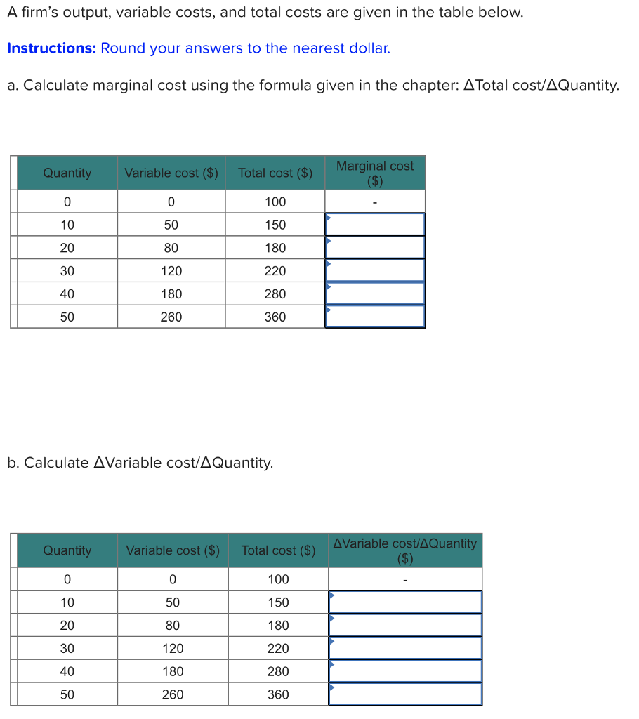 solved-a-firm-s-output-variable-costs-and-total-costs-are-chegg