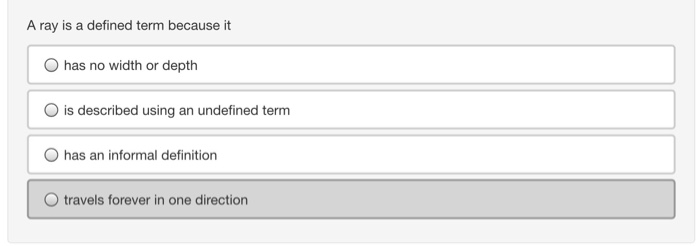 A Ray Is A Defined Term Because It