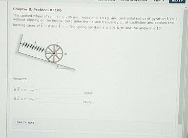Solved The spoked wheel of radius r = 205 mm, mass m = 18 | Chegg.com