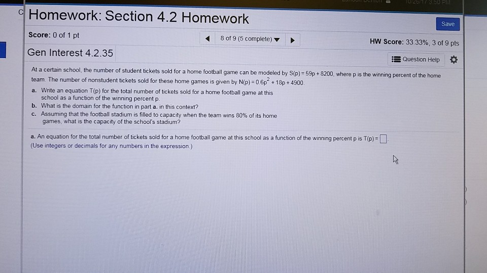 Solved Homework: Section 4.2 Homework Score: 0 Of 1 Pt Gen | Chegg.com