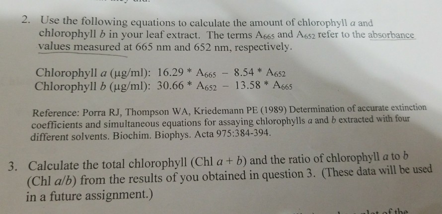 Solved 2. Use The Following Equations To Calculate The | Chegg.com