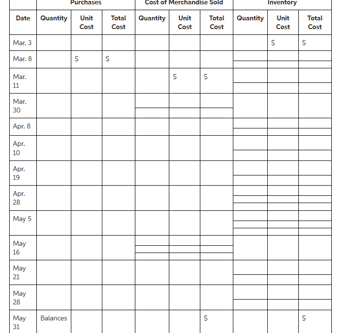 Solved LIFO Perpetual Inventory The beginning inventory of | Chegg.com