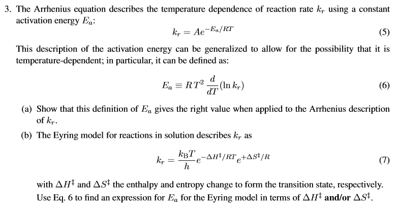 Solved Eyring model question. Finding definitions and | Chegg.com