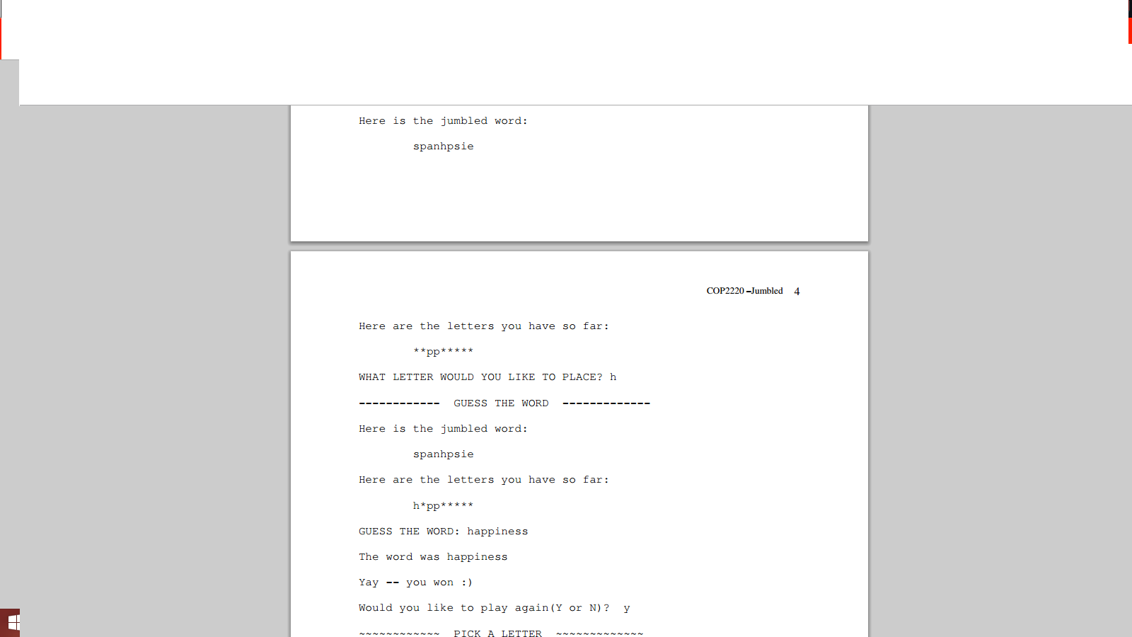 Solved Programming In C: Word Jumble Assignment. Please Do | Chegg.com