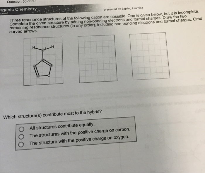 Solved Three resonance structures of the following cation