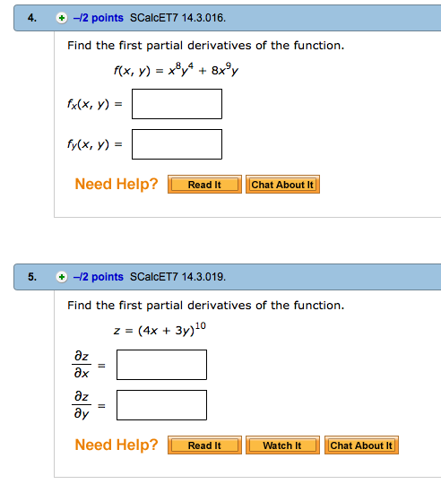 Solved Find The First Partial Derivatives Of The Function 3792