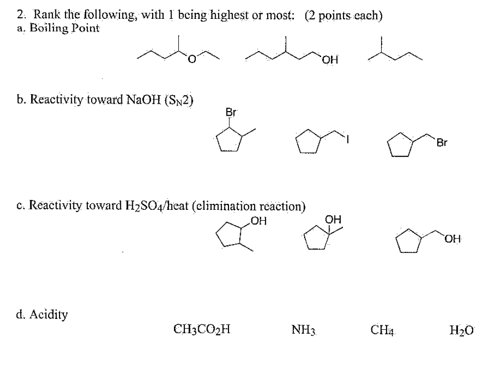 Solved Rank The Following, With 1 Being Highest Or Most: A. | Chegg.com