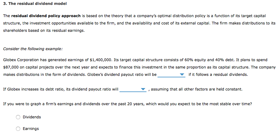 Solved 3. The residual dividend model The residual dividend | Chegg.com