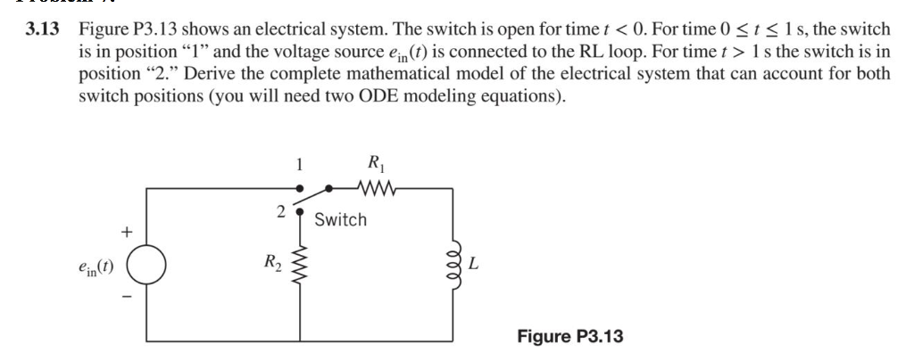 Solved 3.13 Figure P3·13 shows an electrical system. The | Chegg.com