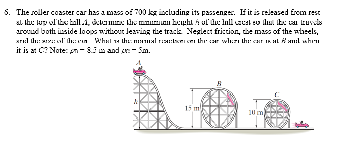 Solved The roller coaster car has a mass of 700 kg including