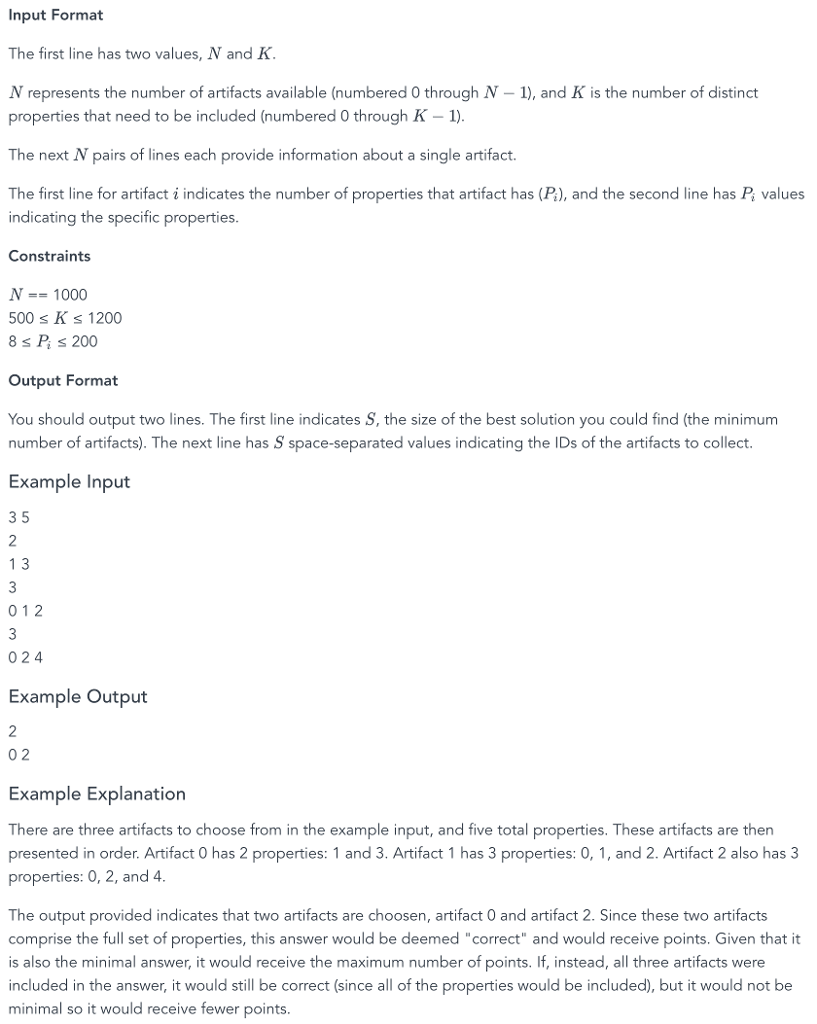 Input Format The first line has two values, N and K N | Chegg.com