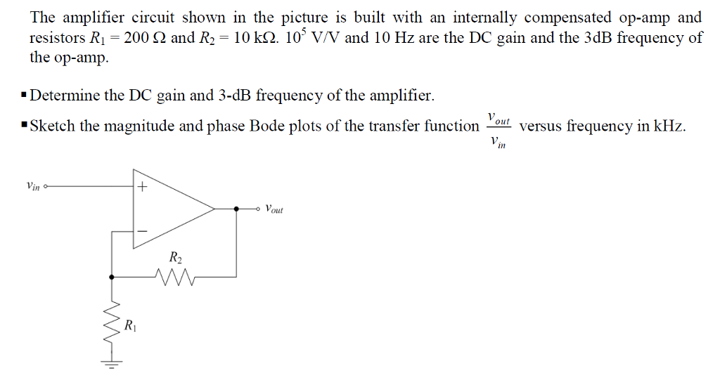 Solved The amplifier circuit shown in the picture is built