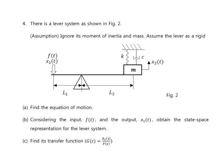 Solved 4. There is a lever system as shown in Fig. 2