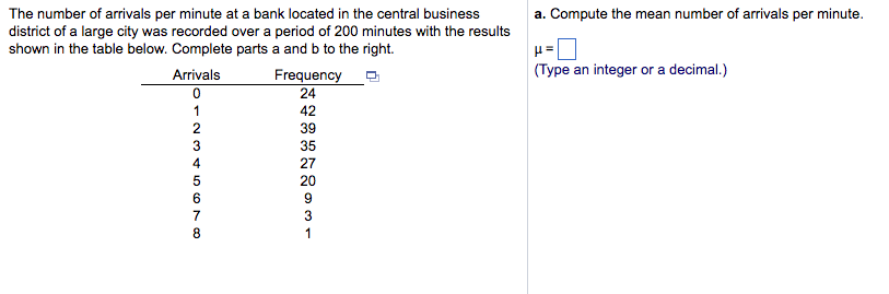 Solved A Compute The Mean Number Of Arrivals Per Minute Chegg