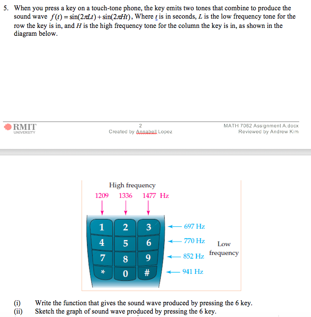 Solved 5. When you press a key on a touch-tone phone, the | Chegg.com