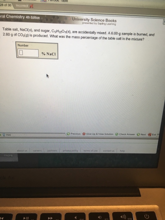Solved Table salt, NaCl(s), and sugar, C_12H_22O_11(s), are