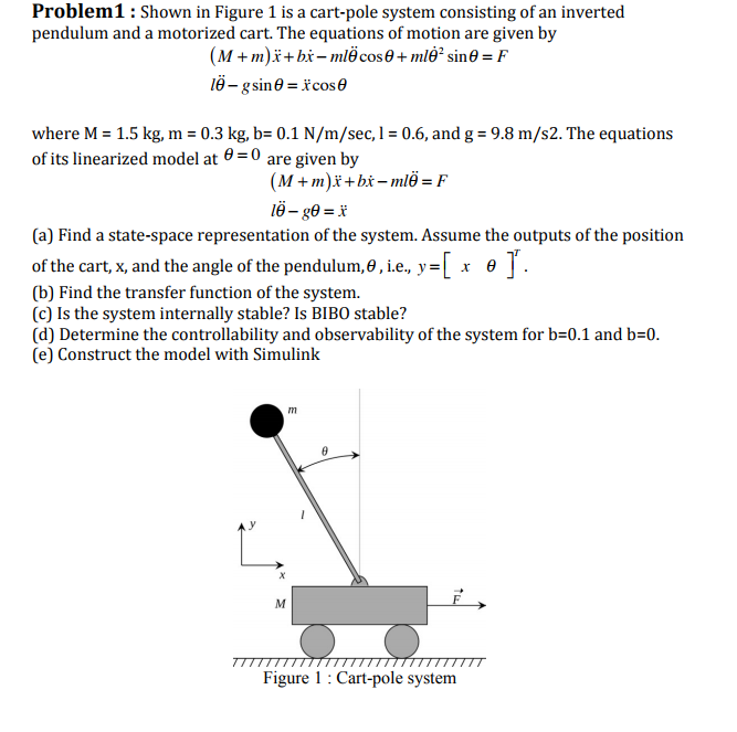 Problem1 Shown in Figure 1 is a cartpole system