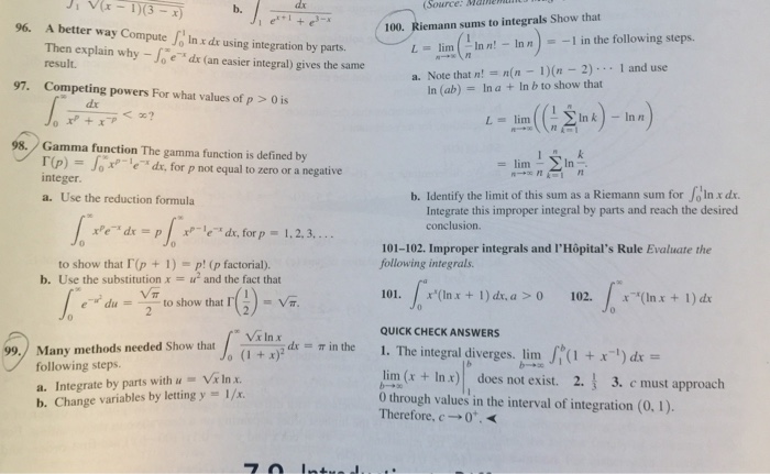 integration of ln x from 0 to e