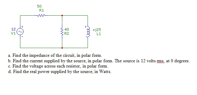 Solved Find The Impedance Of The Circuit, In Polar Form. 