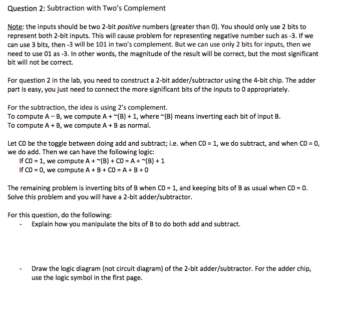 Solved Question 2: Subtraction with Two's Complement Note: | Chegg.com