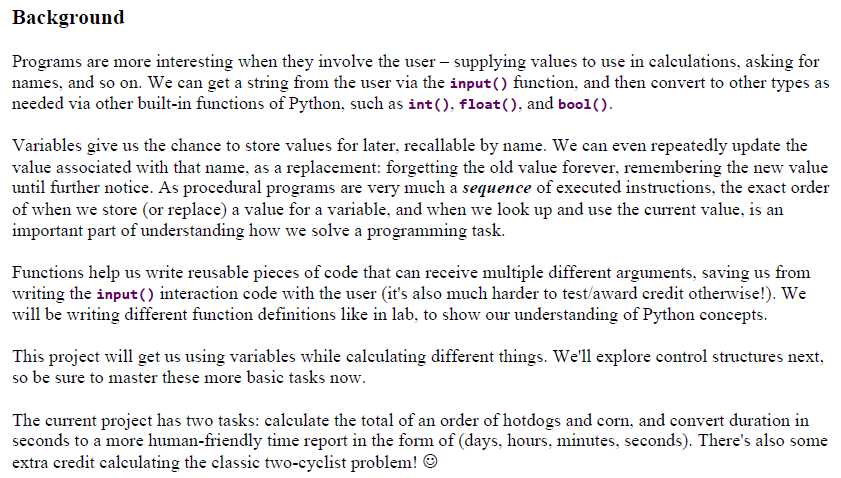 Solved Background Programs are more interesting when they | Chegg.com