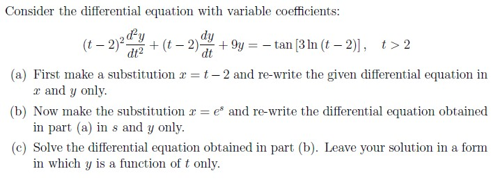 Solved Consider the differential equation with variable | Chegg.com
