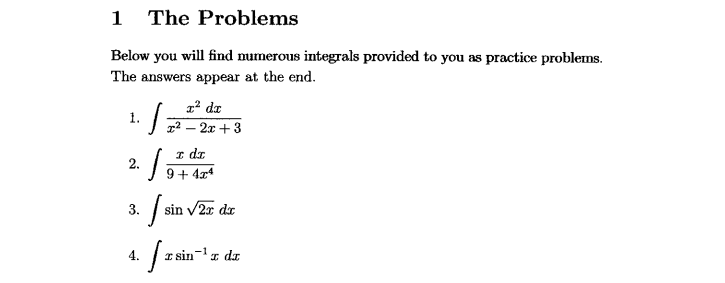 Solved Below You Will Find Numerous Integrals Provided To