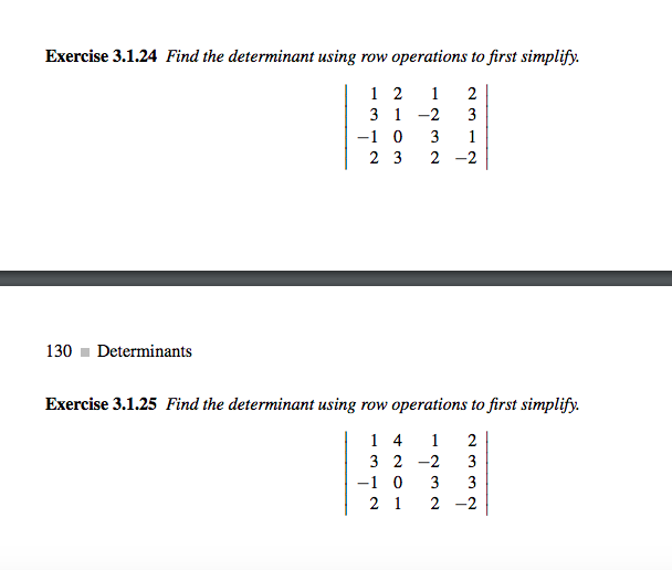 Solved Exercise 3.1.24 Find the determinant using row Chegg