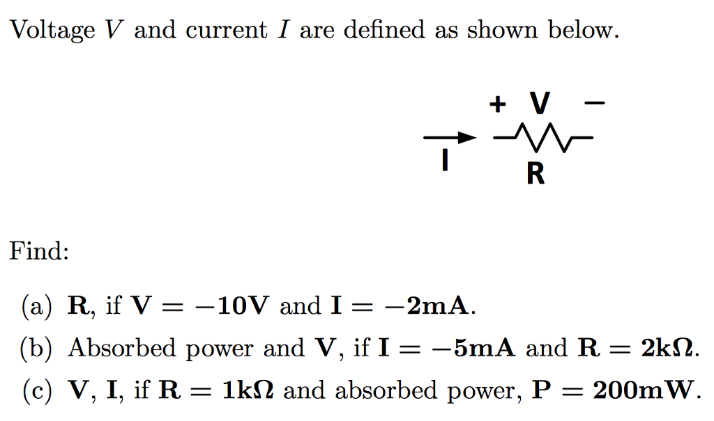 Solved Voltage V and current I are defined as shown below. | Chegg.com