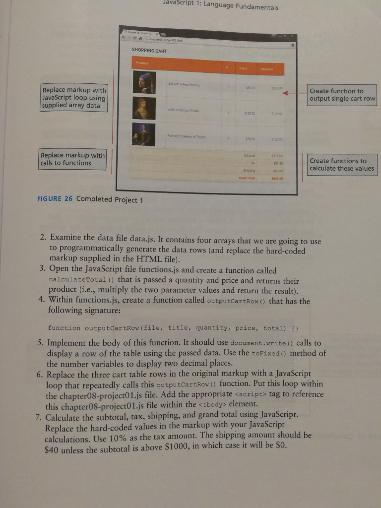 Solved JavaScript 1: Language Fundamentals SHOPPING CART | Chegg.com