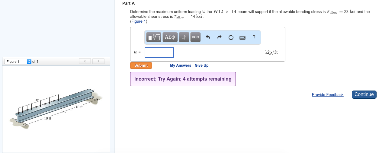 Solved Part A Determine the maximum uniform loading w the | Chegg.com