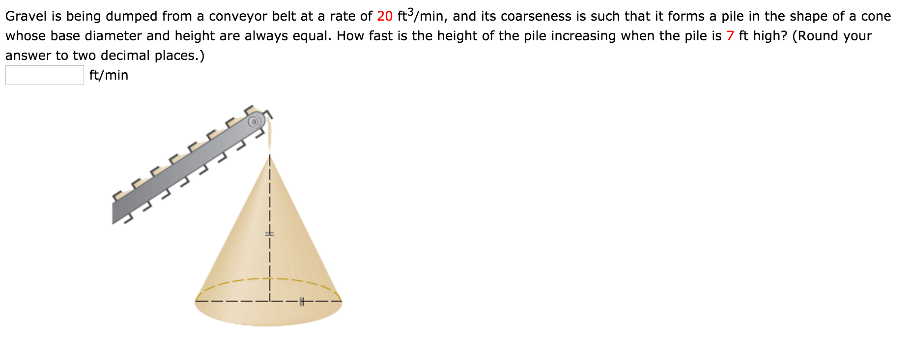 solved-gravel-is-being-dumped-from-a-conveyor-belt-at-a-rate-chegg