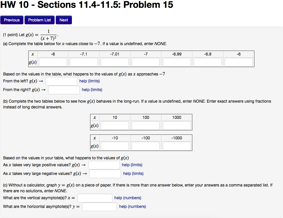 Solved let g x 1 x 7 2 complete the table below for chegg