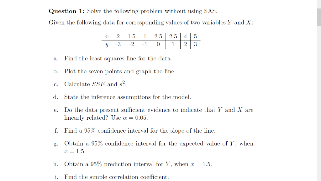 Solved Question 1: Solve The Following Problem Without Using | Chegg.com