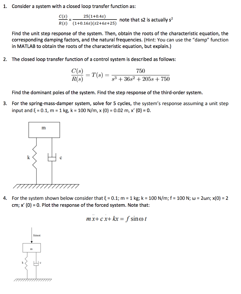 Solved 1. Consider a system with a closed loop transfer | Chegg.com