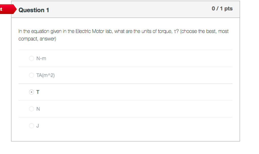 Solved In the equation given in the Electric Motor lab, what