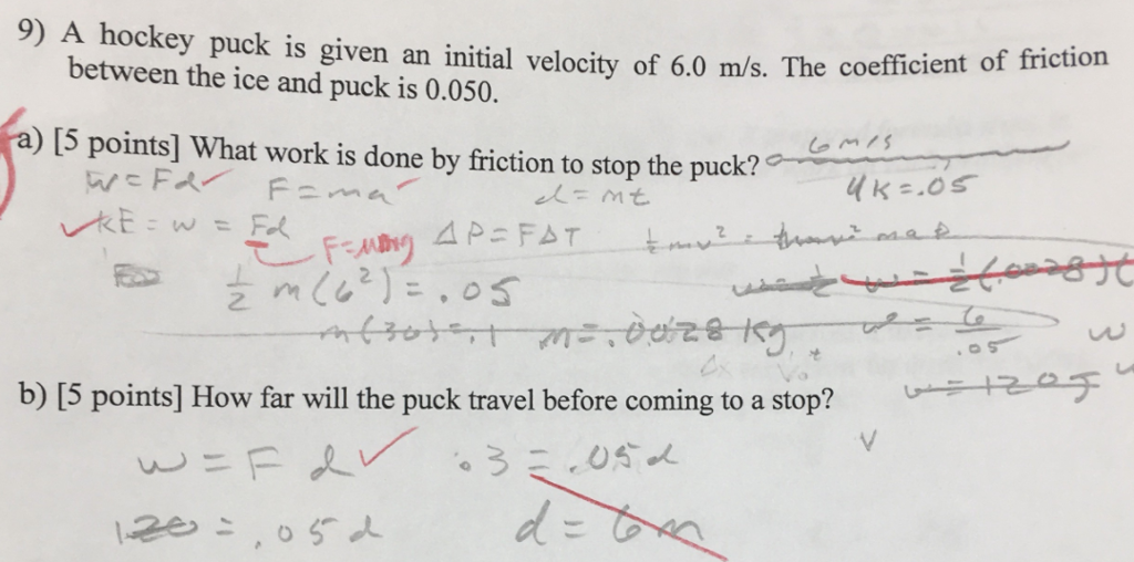 Solved 9) A hockey puck is given an initial velocity of 6.0