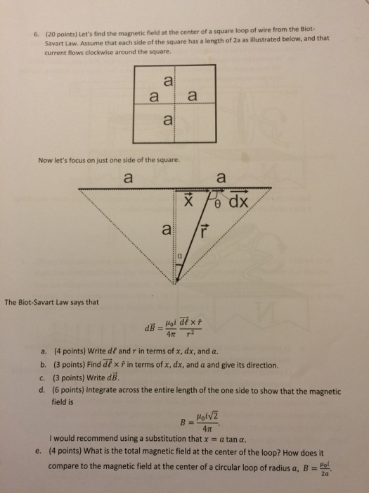 Solved Find The Magnetic Field At The Center Of A Square | Chegg.com