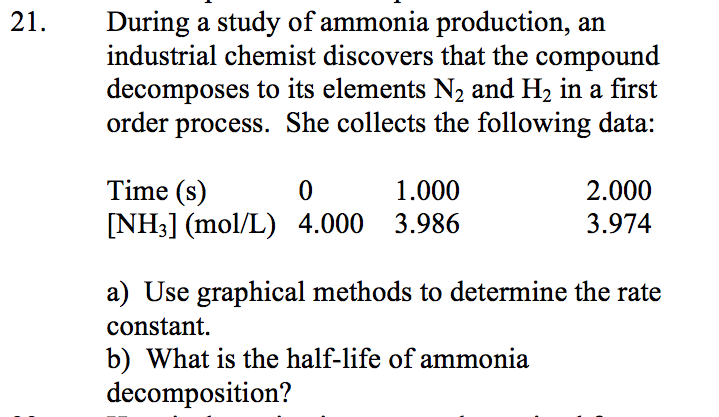 Solved During a study of ammonia production, an industrial | Chegg.com