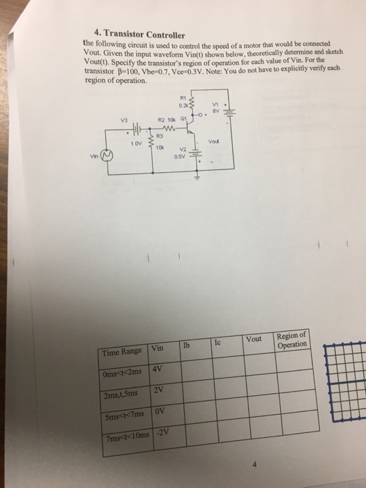 Solved Transistor Controller The Following Circuit Is Used 6285