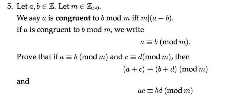 Solved 5 Let Ab E Z Let M E Z 0 We Say A Is Congruent 3980