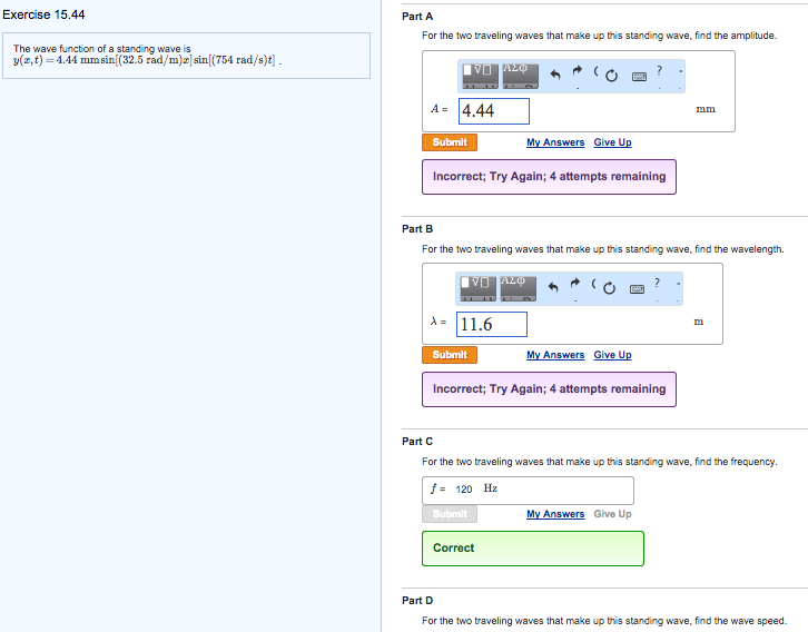Solved The wave function of a standing wave is | Chegg.com